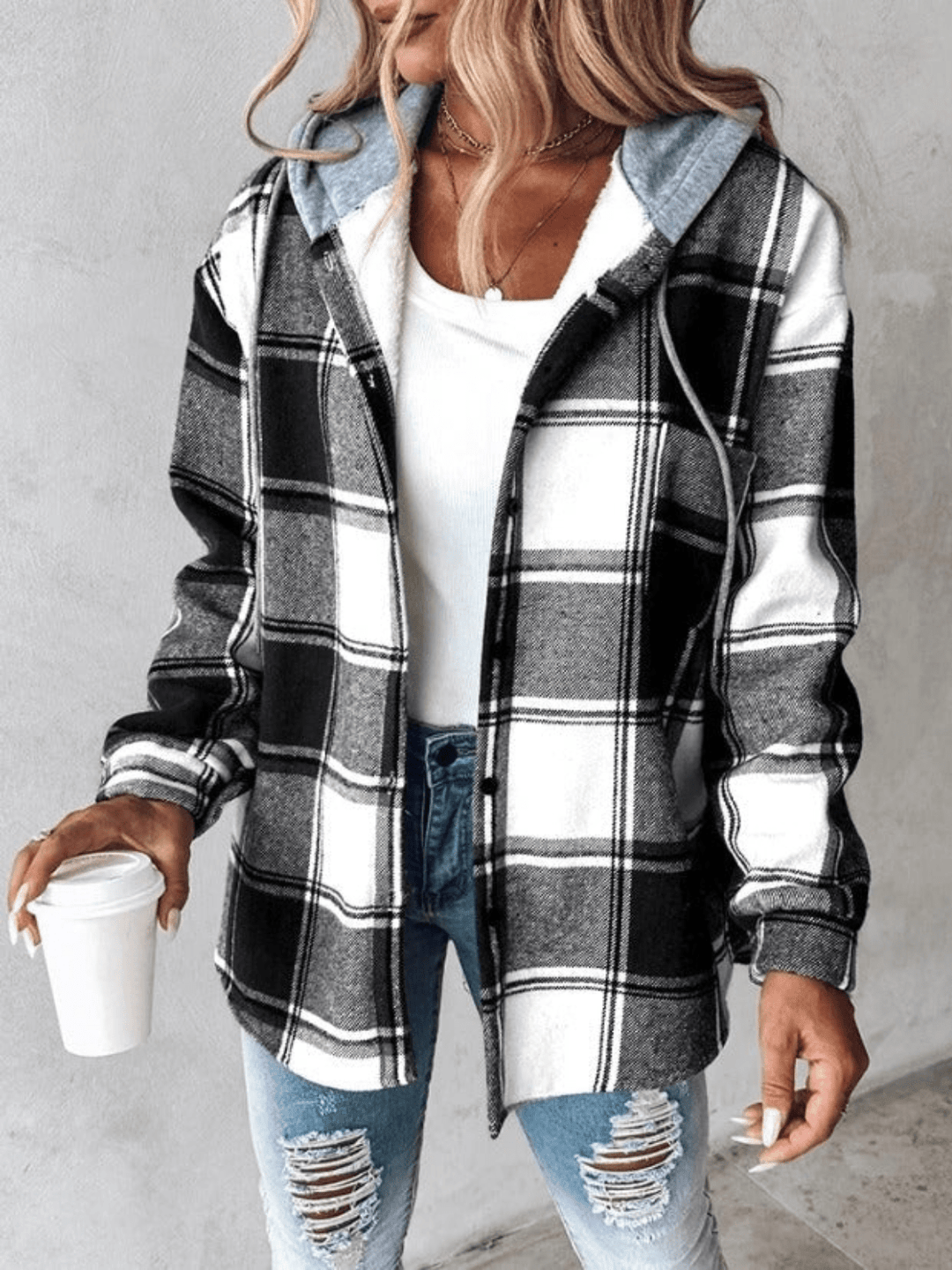 Jenalisa | Hooded Casual Flannel Shirt