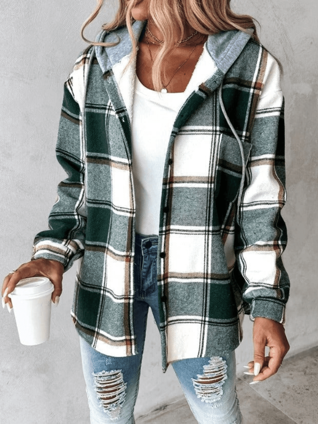 Jenalisa | Hooded Casual Flannel Shirt